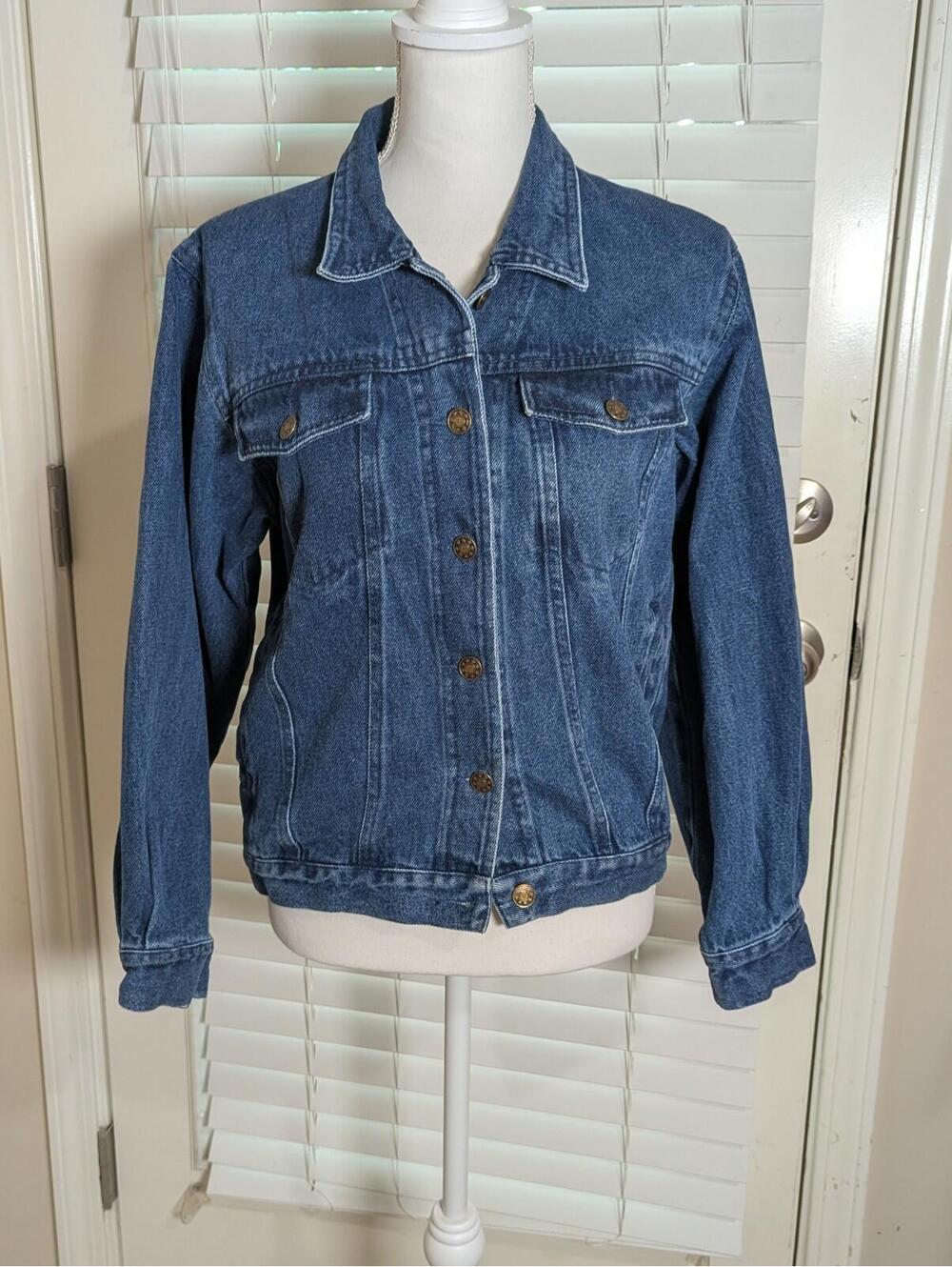 Women's PKNY Denim Long Sleeve Button Down Jacket Medium Western Boho